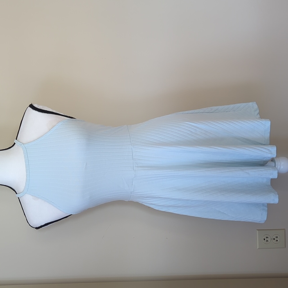 NWT Forever 21 Cut Out Back High Neckline Sundress MEDIUM Baby Blue